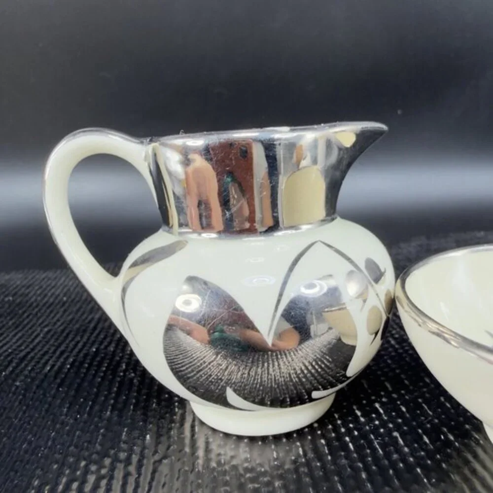 Lancaster Sandland Ware Small Cream Sugar Set China Hanley England Silver Luster